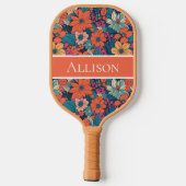 Customized Cute Floral Dark Flowers Pickleball Schläger (Rückseite)