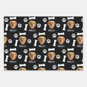 Customized Dog Pet Photo & Name Black Geschenkpapier Set (Vorderseite)