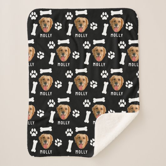 Customized Dog Pet Photo & Name Black Sherpadecke (Vorderseite)