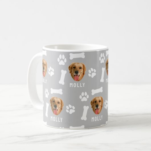Customized Dog Pet Photo & Name Gray Kaffeetasse (Vorderseite Links)