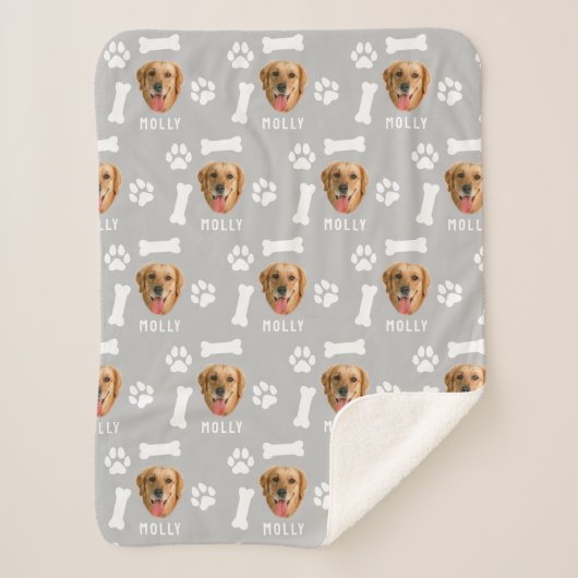 Customized Dog Pet Photo & Name Gray Sherpadecke (Vorderseite)