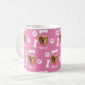 Customized Dog Pet Photo & Name Pink Kaffeetasse (Vorderseite Links)