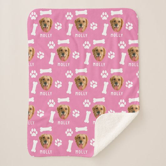 Customized Dog Pet Photo & Name Pink Sherpadecke (Vorderseite)