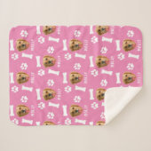 Customized Dog Pet Photo & Name Pink Sherpadecke (Vorderseite (Horizontal))