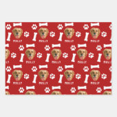 Customized Dog Pet Photo & Name Red Geschenkpapier Set (Vorderseite 3)