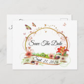 Customized Elegant Save The Date Postkarte (Vorne/Hinten)