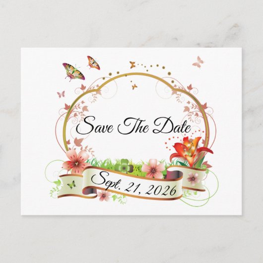 Customized Elegant Save The Date Postkarte (Vorderseite)