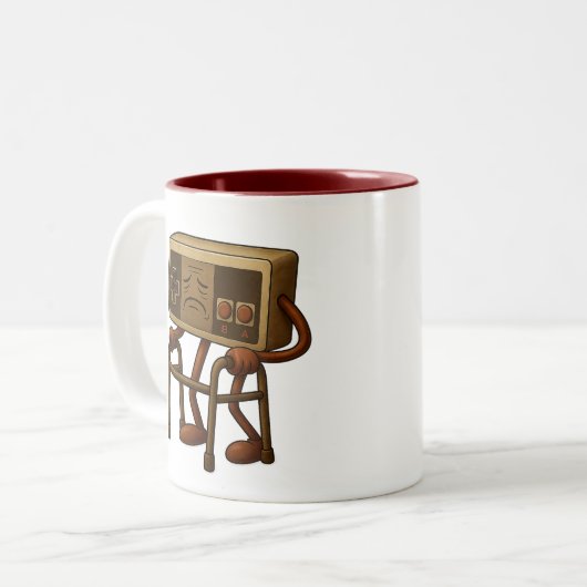 Customized Funny Old Gamer - Retro Video Game Zweifarbige Tasse (Vorderseite Links)