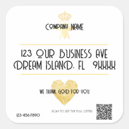 Customized HEART Thank GOD For YOU Business Return Quadratischer Aufkleber