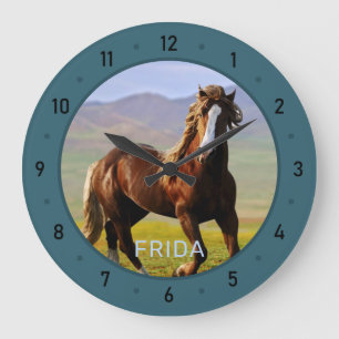Customized Horse Photo and Name Large Clock Große Wanduhr
