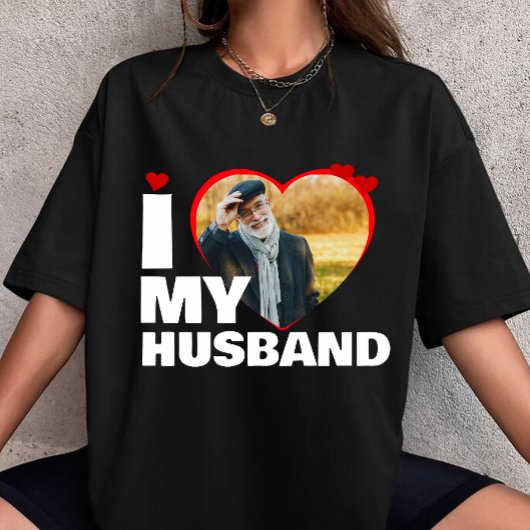 customized I Love My Husband Heart Photo custom T-Shirt