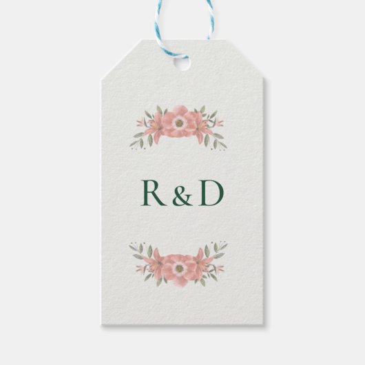 Customized Initials Blush Garden Wedding Favor Geschenkanhänger (Vorderseite)