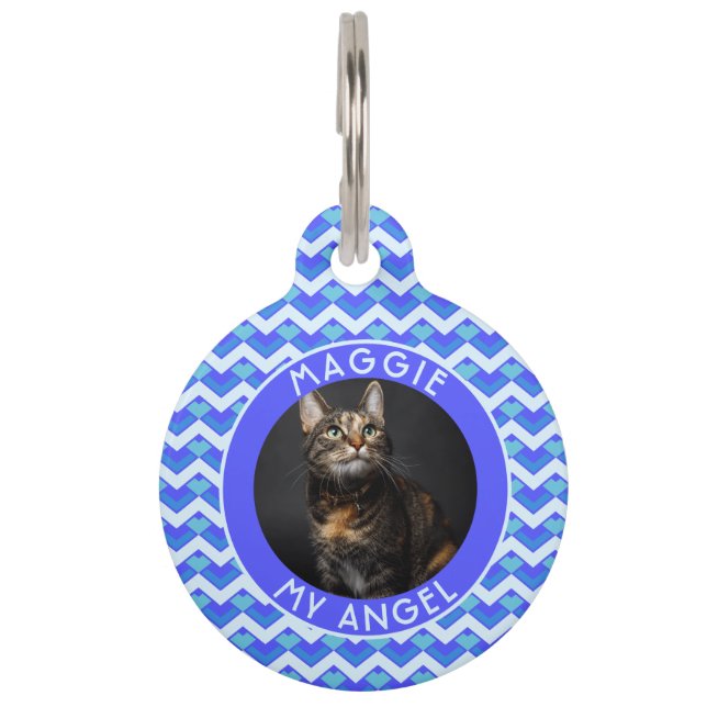 Customized Kitten Owner Gift Chevron Haustiermarke (Vorderseite)