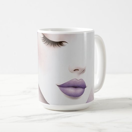 Customized Lavender Purple Woman Elegant Beauty  Kaffeetasse (VorderseiteRechts)