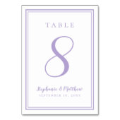 Customized Lavender Wedding Table Number Card Tischnummer (Vorderseite)