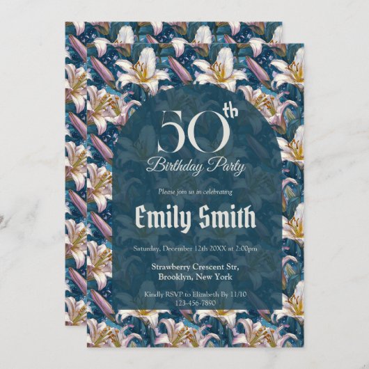 Customized Lilies Charm Nature-Inspired Parties Einladung (Vorne/Hinten)