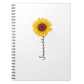 Customized minimal sunflower notebook, personalize notizblock (Vorderseite)