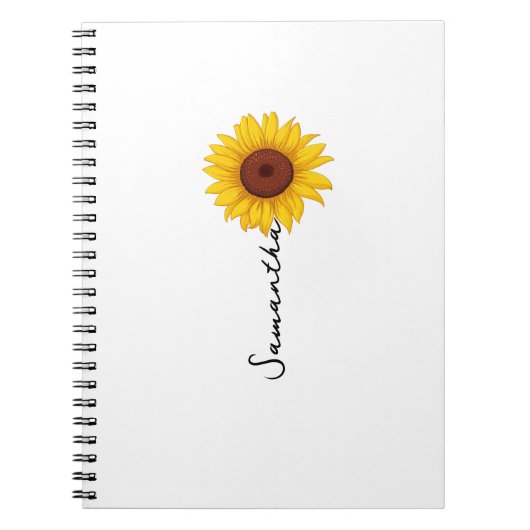 Customized minimal sunflower notebook, personalize notizblock (Vorderseite)