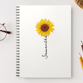 Customized minimal sunflower notebook, personalize notizblock