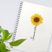 Customized minimal sunflower notebook, personalize notizblock