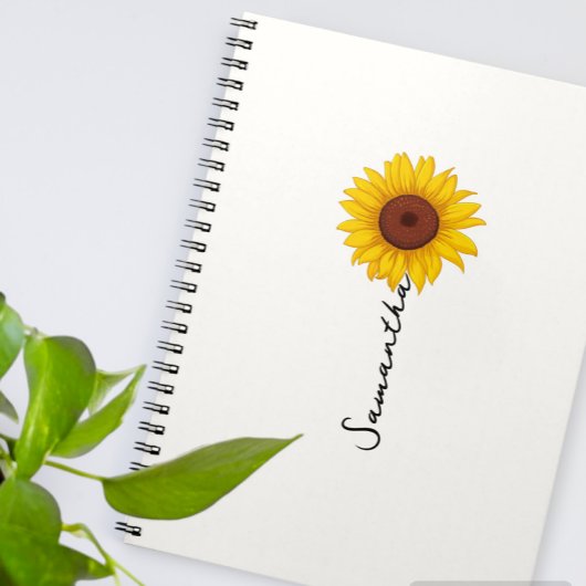 Customized minimal sunflower notebook, personalize notizblock