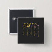 Customized mom children name flower button (Vorne & Hinten)
