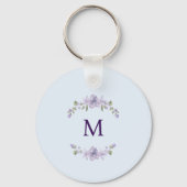 Customized Monogram Lavender Floral Minimal Schlüsselanhänger (Vorderseite)