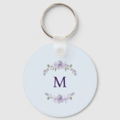 Customized Monogram Lavender Floral Minimal Schlüsselanhänger (Rückseite)