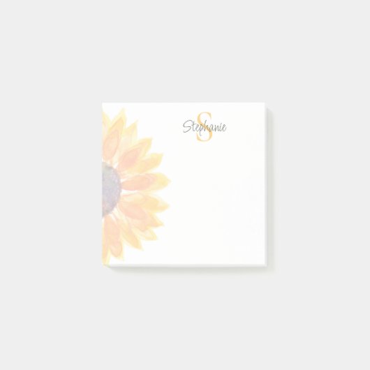 Customized Monogram Sunflower Post-it Klebezettel (Vorderseite)