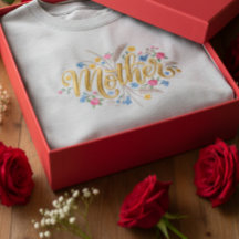 Customized Mother Flower Design T-Shirt