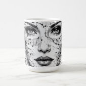 Customized Music Sheet Face Art Black White Artist Kaffeetasse (Mittel)