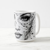 Customized Music Sheet Face Art Black White Artist Kaffeetasse (VorderseiteRechts)