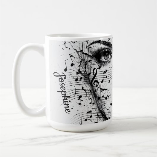 Customized Music Sheet Face Art Black White Artist Kaffeetasse (Links)