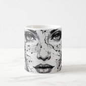 Customized Music Sheet Face Art Black White Artist Kaffeetasse (Mittel)