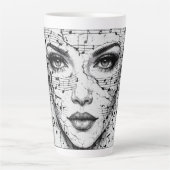 Customized Music Sheet Face Art Black White Artist Milchtasse (Vorderseite)