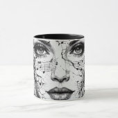 Customized Music Sheet Face Art Black White Artist Tasse (Zentrum)