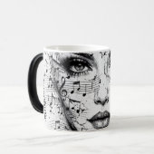 Customized Music Sheet Face Art Black White Artist Verwandlungstasse (Vorderseite Links)