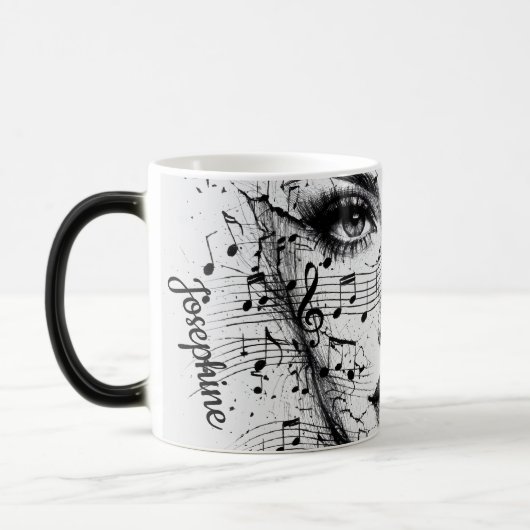 Customized Music Sheet Face Art Black White Artist Verwandlungstasse (Links)
