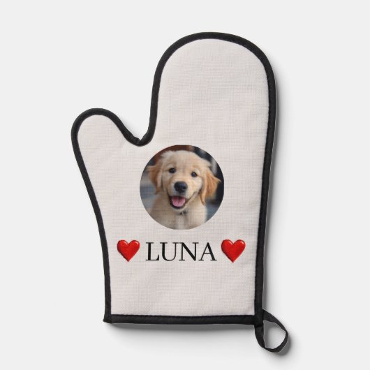 Customized My Dog Photo & Name Oven Mitt Ofenhandschuh (Vorderseite)