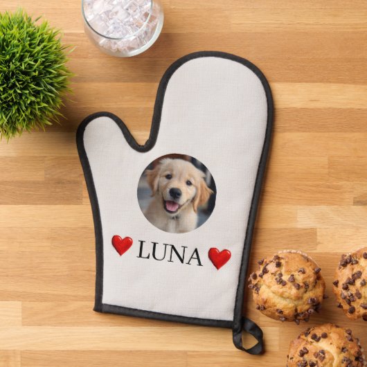 Customized My Dog Photo & Name Oven Mitt Ofenhandschuh (Oben unten)