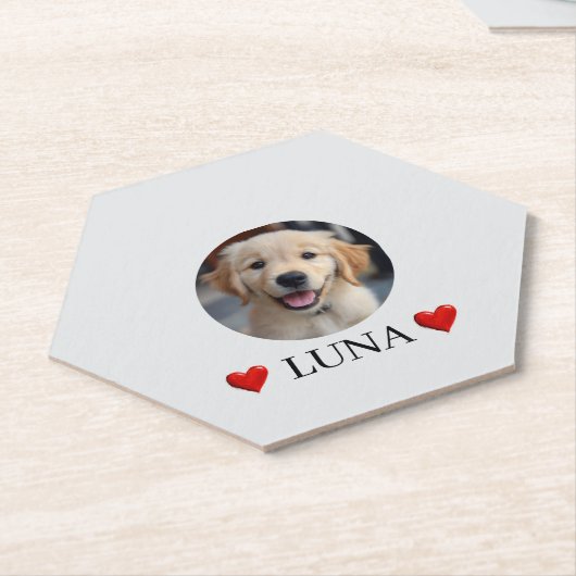 Customized My Dog with Photo & Name Paper Coaster Untersetzer (angewinkelt)