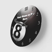Customized Name 8 Ball Billiards Pool Bar Runde Wanduhr (Winkel)