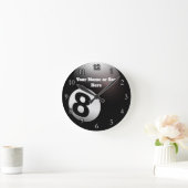Customized Name 8 Ball Billiards Pool Bar Runde Wanduhr (Zuhause)
