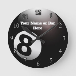 Customized Name 8 Ball Billiards Pool Bar Runde Wanduhr