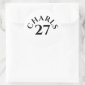 Customized Name and Number Runder Aufkleber (Tasche)