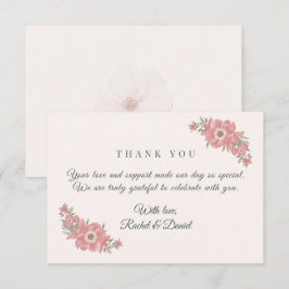 Customized Name Blush Floral Garden Wedding Favor Dankeskarte