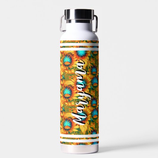 Customized Name (Spring Sunflowers) Floral Trinkflasche (Vorne)