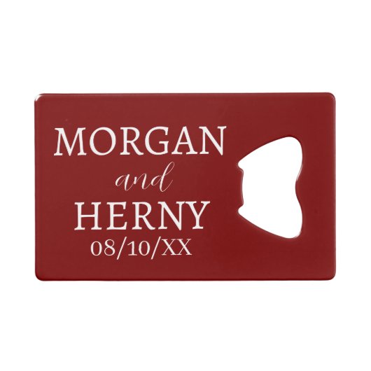 CUSTOMIZED NAME STYLISH MODERN WEDDING  GELDBEUTEL FLASCHENÖFFNER (Vorderseite (Horizontal))