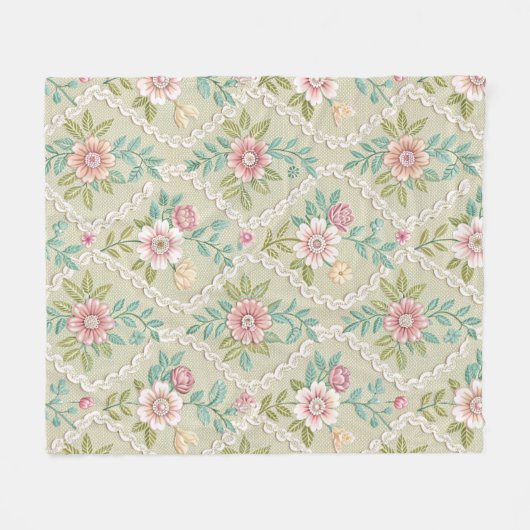 Customized Pattern Texture Lace Floral Fleecedecke (Vorderseite (Horizontal))