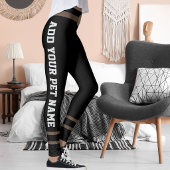 Customized Pet Lover Brown Belt Brass Buckle Black Leggings